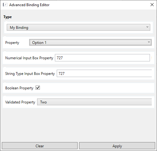 Extra Properties in the advanced binding editor